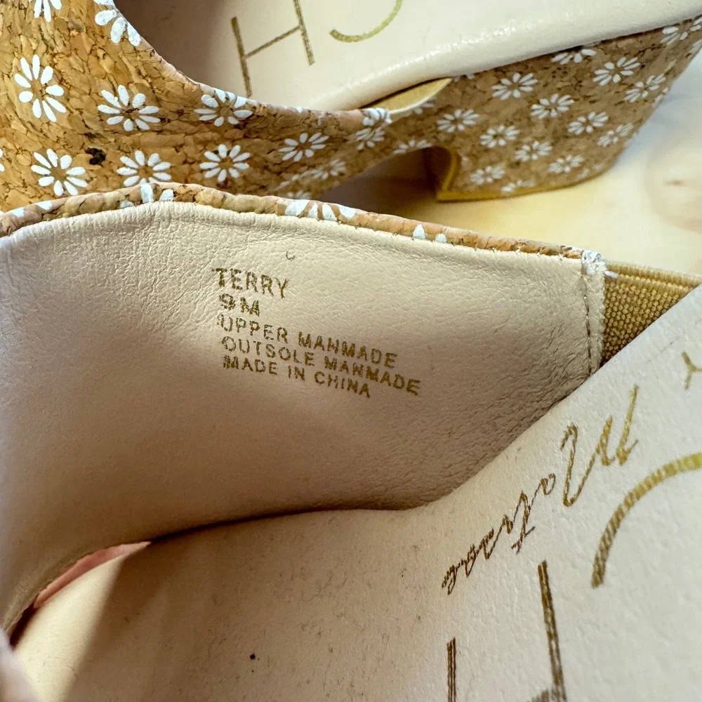 Beach by Matisse Terry Daisy Cork Platform Slide Sandals Womens 9M Brown White